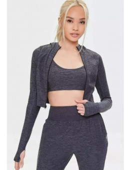FOREVER 21 Active Zip-Up Cropped Hoodie