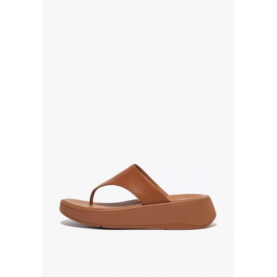 Fitflop F-Mode Leather Flatform Toe-Post Sandals - Light Tan